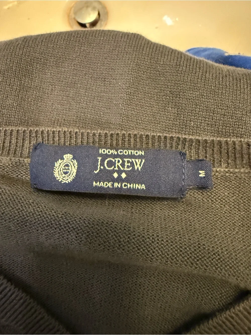 J.Crew Men’s Gray 100% Cotton V-Neck Sweater Size M Lightweight Classic
